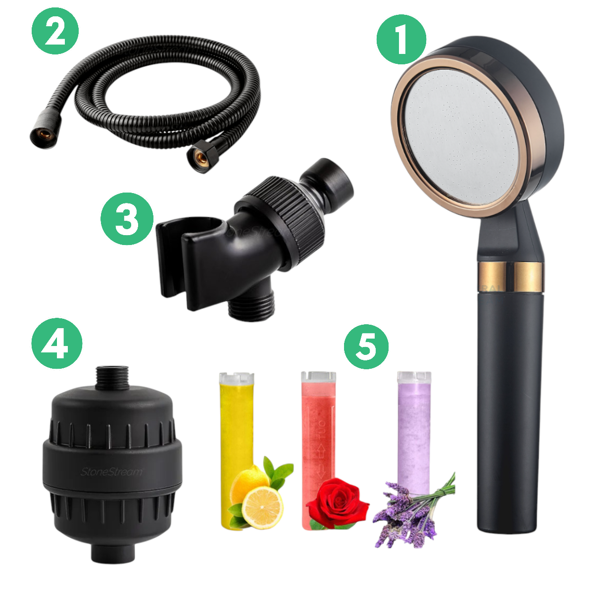 Black and Gold - Vitamin C Infused Showerhead for Better Skin