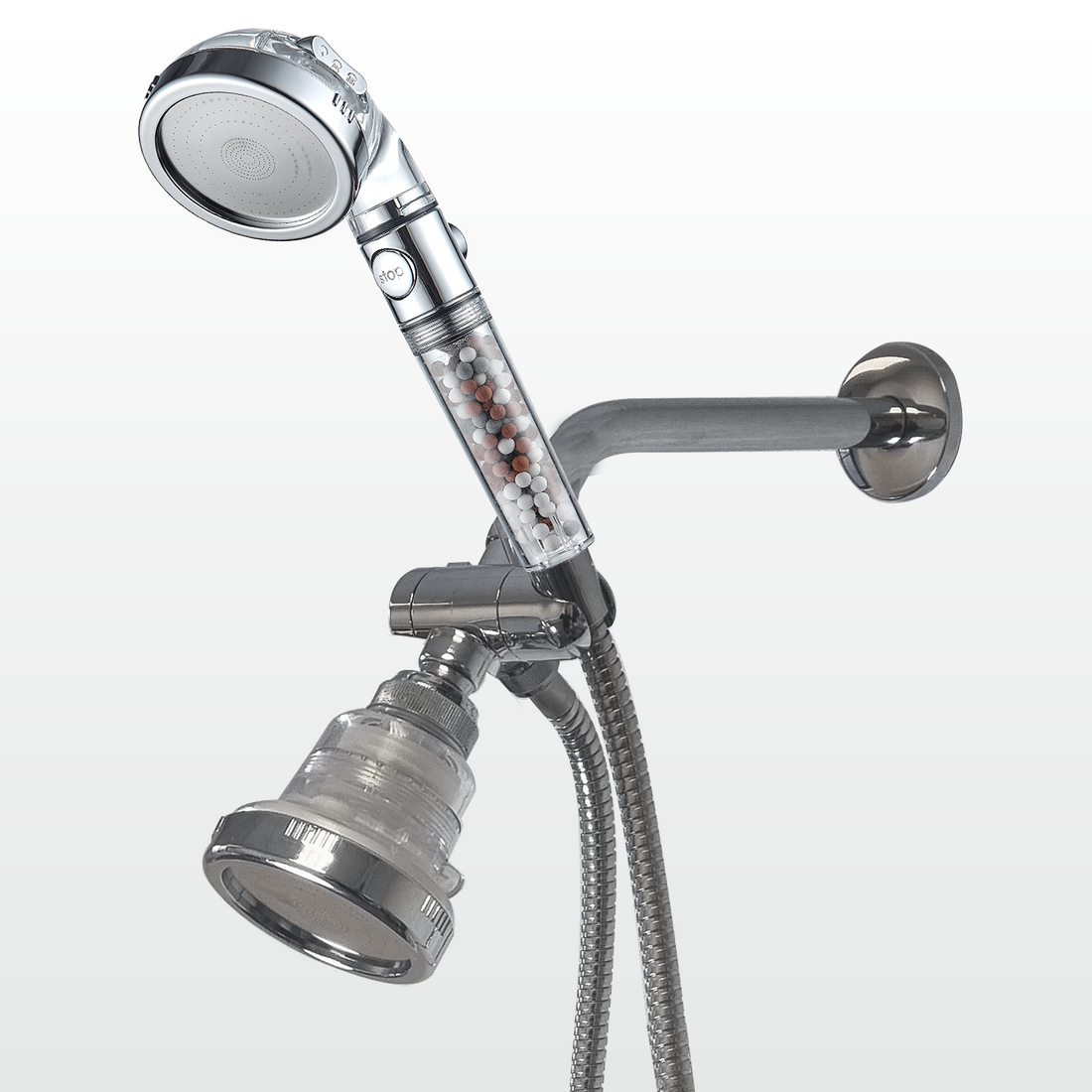 High Pressure Handheld Shower Head + Wall Showerhead Combo