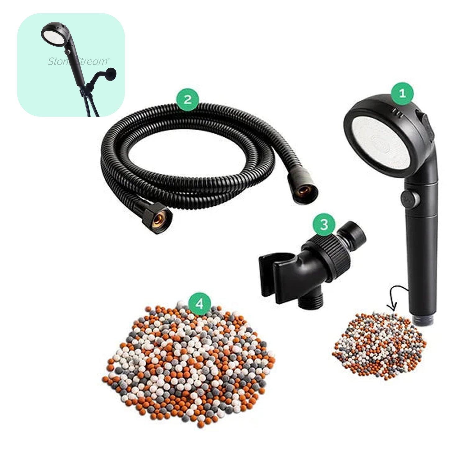 Black Ecopower Shower Head